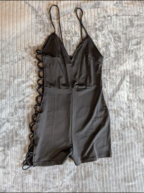Black Lace-Side Romper